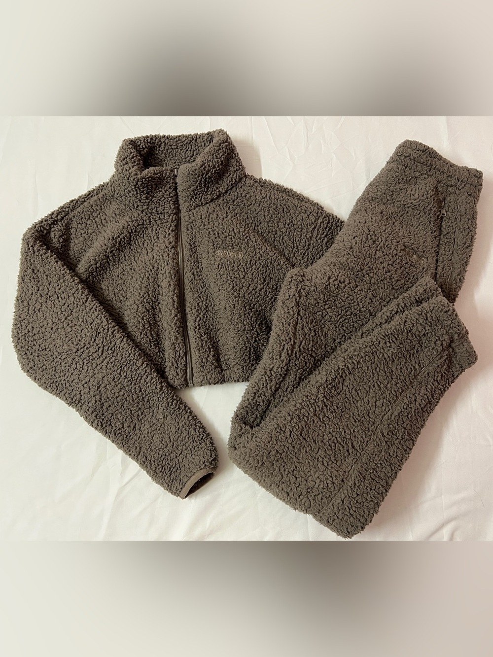SKIMS Teddy Sherpa Zip Up Hoodie Jacket + Pants Pant Joggers Jogger Sweatpants